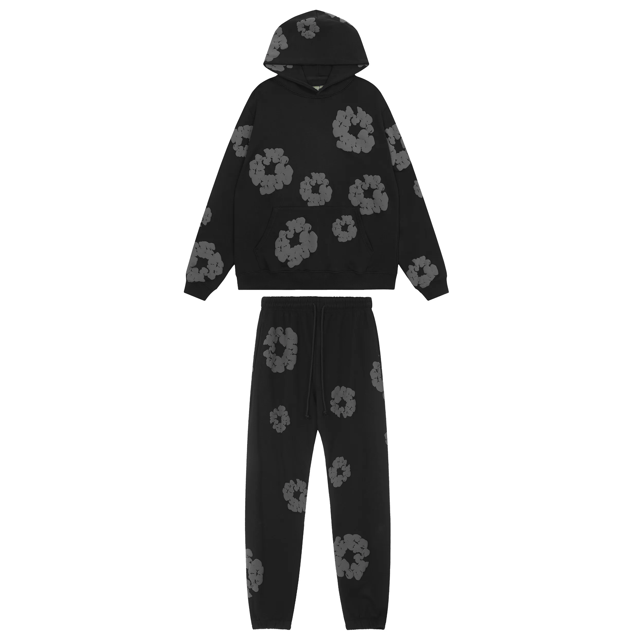 D105# P190 Denim Tears Kapok 400g heavy 100% cotton sweatpants trousers color: black Size: S M L XL